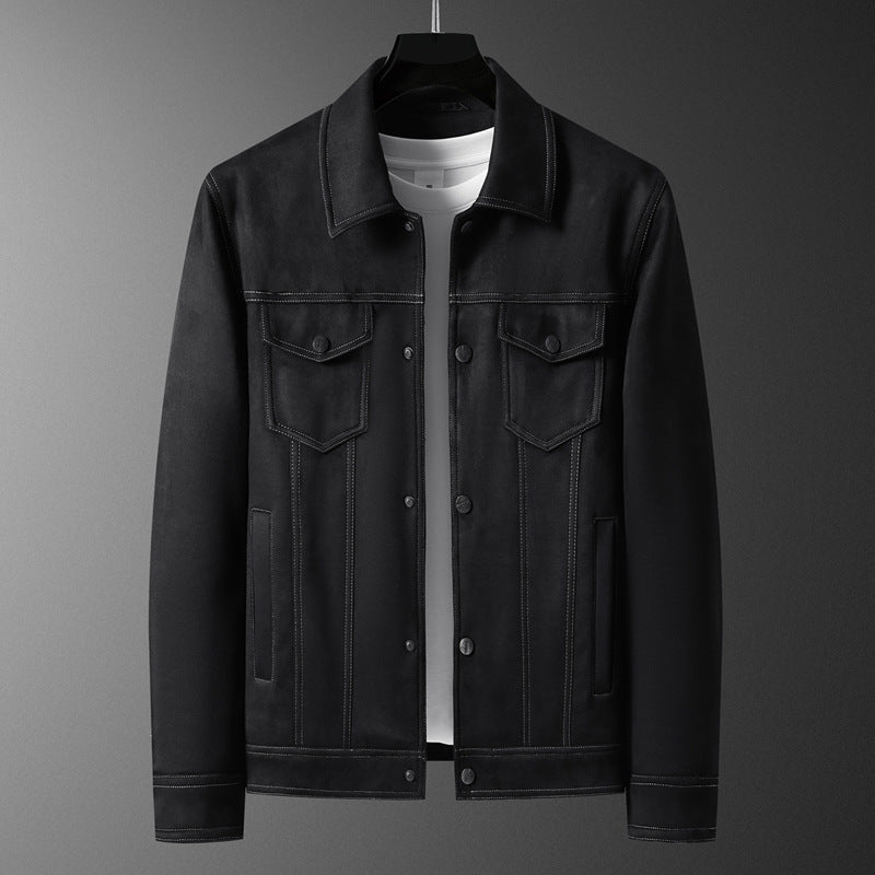 Fashion Retro Trend Slim Fit Handsome Casual Turn-down Collar Coat Men